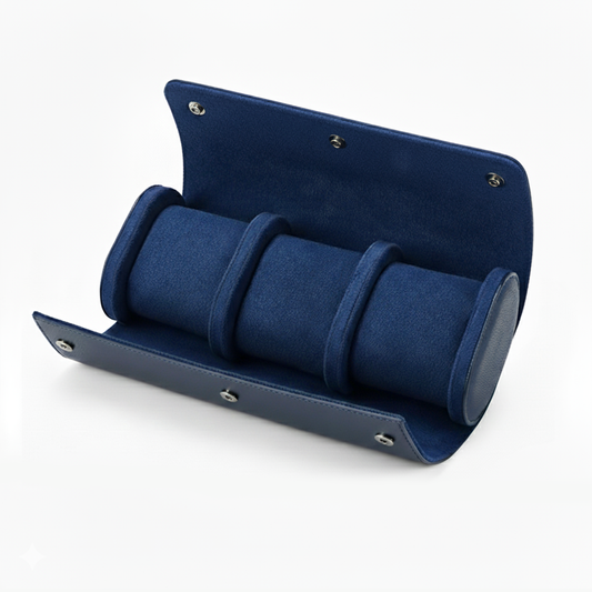 Estuche Premium de Cuero Azul Marino 3 Ranuras - Pablo Raez